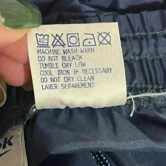 Reebok Vintage Black Track Pants Men’s 2XL Retro Elastic Waist Zip Ankles - Picture 7 of 9